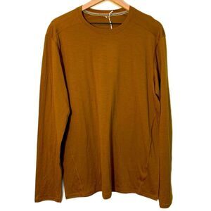 SMARTWOOL Base Layer Men's Large Brown Crew Neck Long Sleeve T-Shirt Wool.